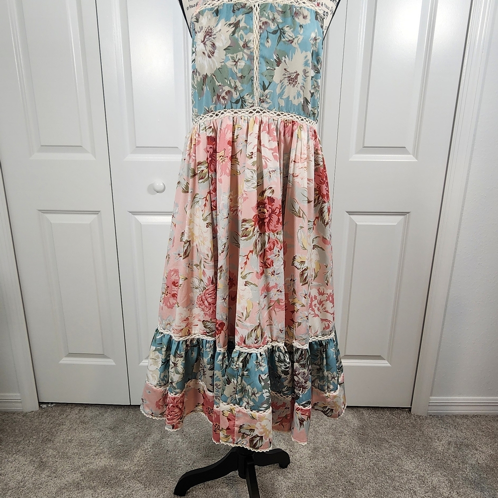 Floral Kids Dress in Pink and Blue